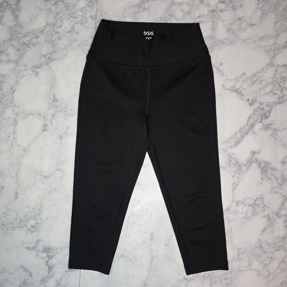 DSG Kids Black Leggings 2XS (4-5) Crossover Waist Like New